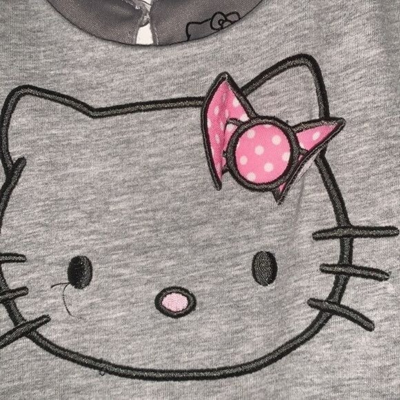 Hello Kitty Girls Dress Size 5 By Sanrio Gray & Pink Bow Print - Picture 4 of 8